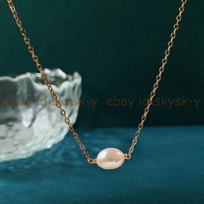 Natural Shape White Freshwater Baroque Pearl Pendant Chain Necklace 18''