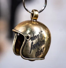 Don't Fuckin Die Brass Skull Motorcycle Guardian Gremlin Bell Chopper Harley
