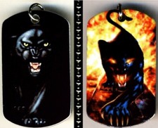 Black Panther Fire Color Photo Aluminum Dog Tag Necklace w/30" Ballchain NEW