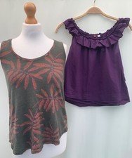 Women's Bundle Tops Sleeveless Cotton XS UK 10 Purple Green Pink