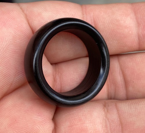 Certified (Grade A) Natural hetian Black Nephrite Jadeite Jade Ring 22-23mm - Picture 6 of 7
