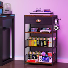 4-Tier AV Media Stand with Drawer Game Console Shelf 2 Hooks Audio Rack Tower