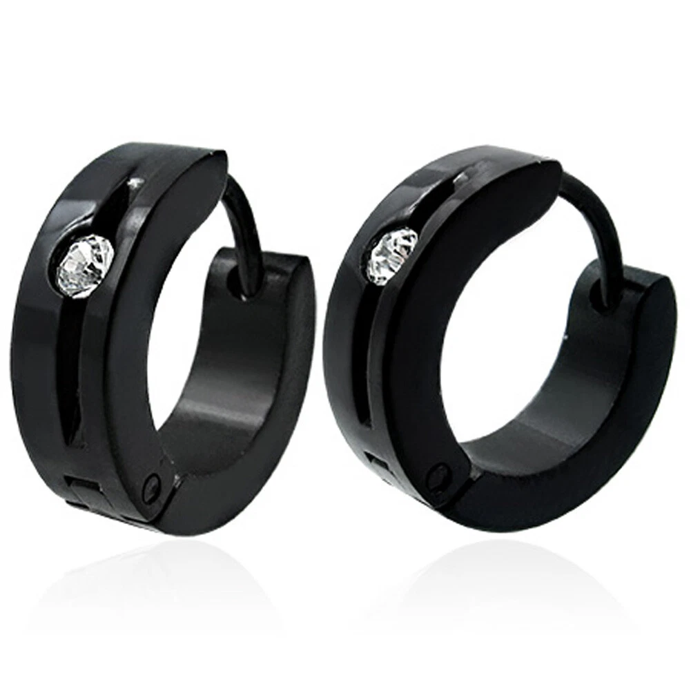 Mens black deals huggie earrings
