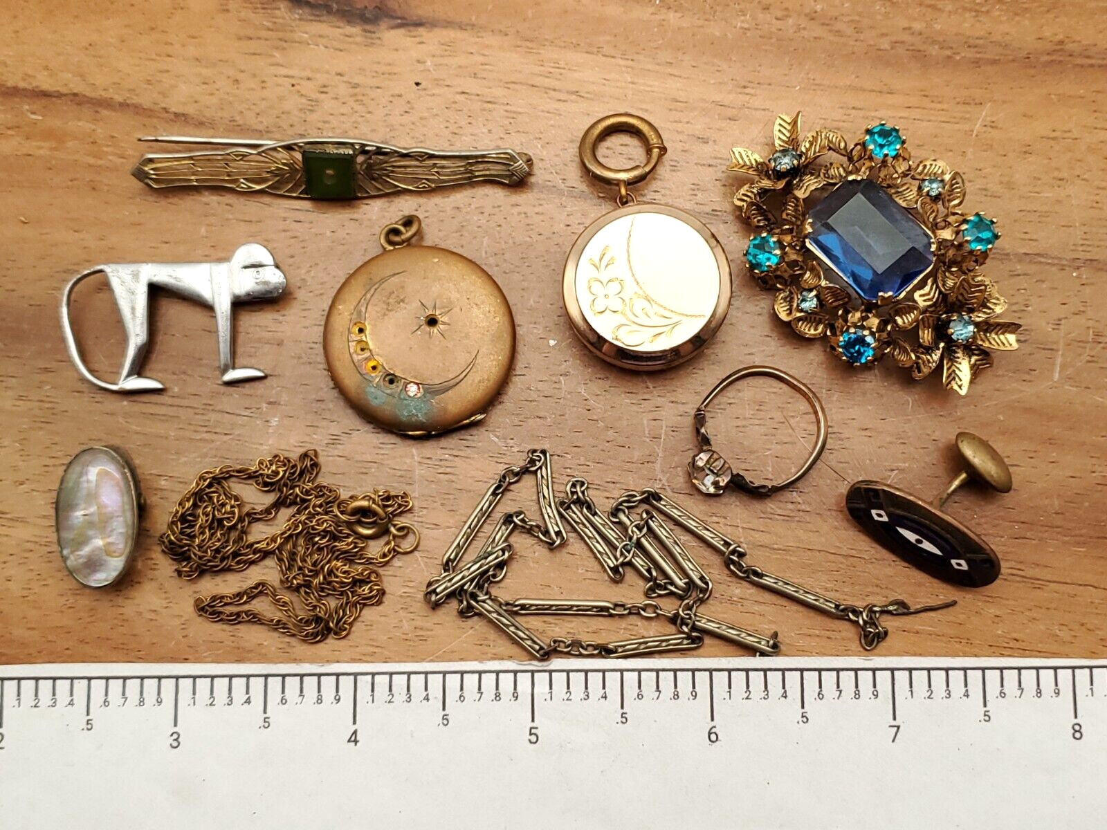 Vintage Antique Victorian Art Deco Craft Broken 10 Piece Jewelry Making Lot #7