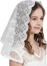 Flowergirl Veils First Communion Veil Lace Headwrap for Grils Latin Mass Chur...