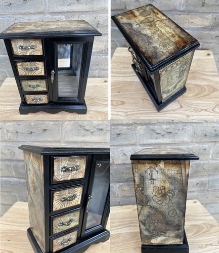 Steampunk inspired Wooden Wardrobe style Jewellery Box 26cm x 21cm x 13cm