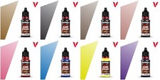 Vallejo Game Color Wash Shades Sepia, Black, Skin, Umber, Red, Blue, Yellow