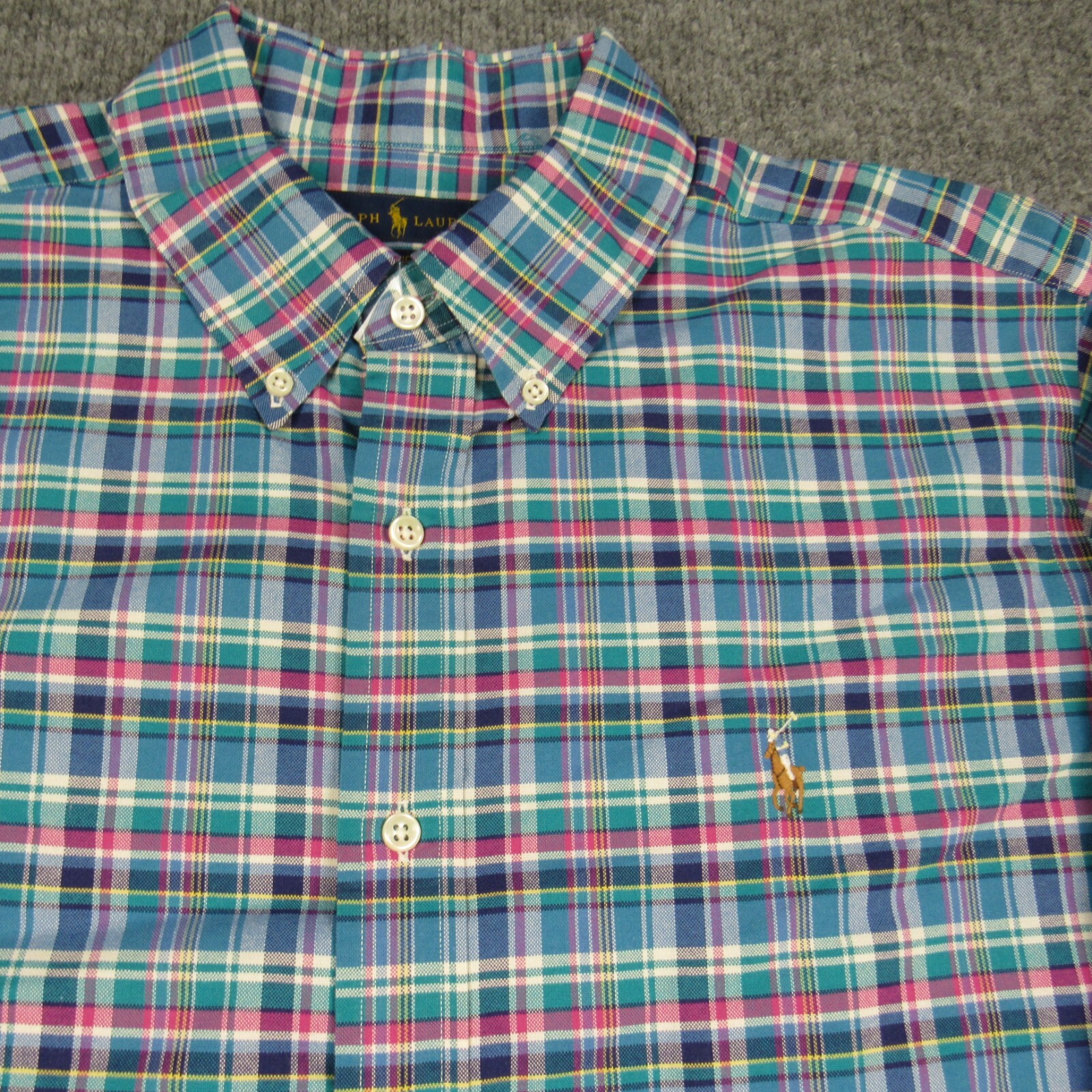 Polo Ralph Lauren Camicia Uomo Extra Large Plaid Carne Pony