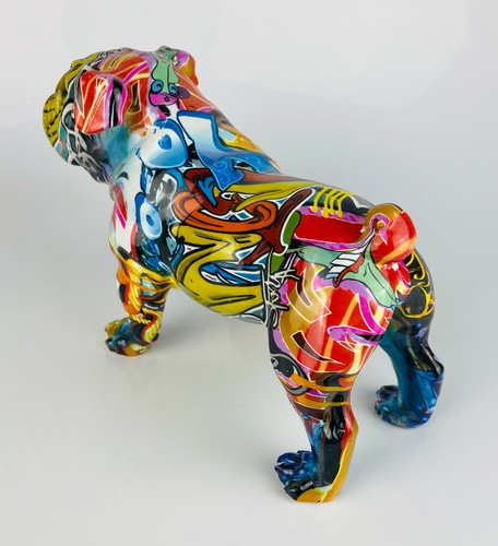 Multicolour Graffiti Street Art Urban British Bulldog Ornament Figurine Dog - Picture 8 of 10