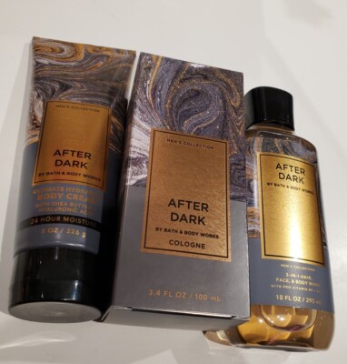3 PCS SET BATH & BODY WORKS AFTER DARK MEN'S COLLECTION COLOGNE CREAM & GEL NEW 