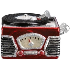 Old World Christmas RECORD PLAYER (38043) Glass Ornament w/OWC Box