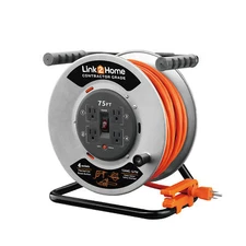 Link2Home 75 ft Contractor-Grade Heavy-Duty High-Visibility Power Reel Extension