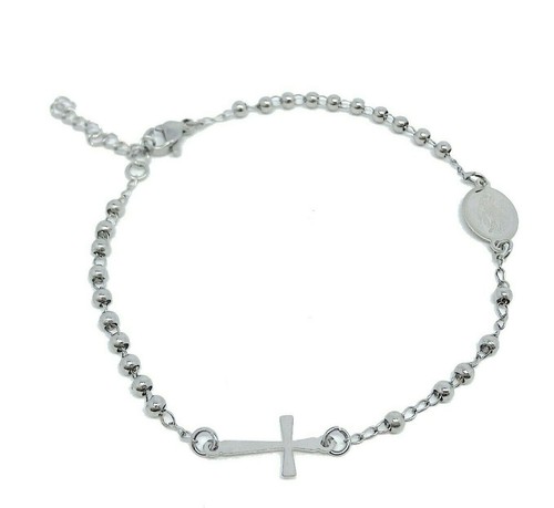 Bracciale Uomo Pesante In Acciaio Inox - Catena Bizantina Con Chiave A Croce