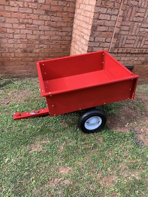 600 lb Capacity Steel Dump Cart Garden Lawn Mower Tractor Trailer Utility Hitch