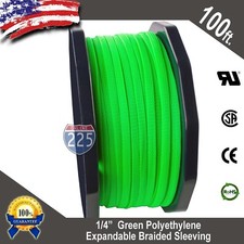 100 FT 1/4" Green Expandable Wire Cable Sleeving Sheathing Braided Loom Tubing
