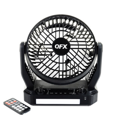 QFX R-43 Solar Rechargeable Bluetooth Radio +3-Speed Cooling Fan +3-Level LED
