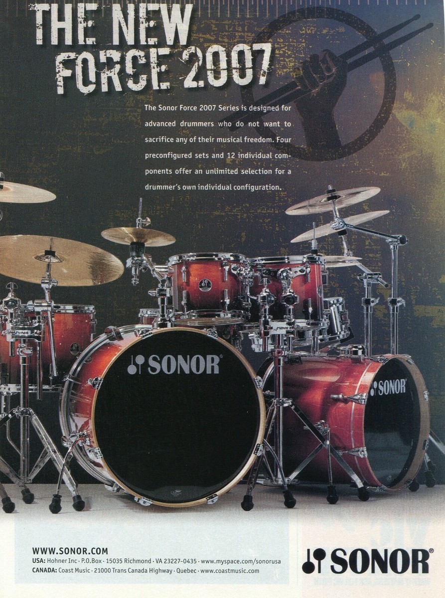 2008 Print Ad of Sonor Force 2007 Series Drum Kit | eBay