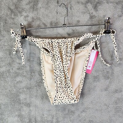 Junior's Shirred Side-Tie High Leg Scoop Bikini Bottom Xhilaration Size M (4-6)
