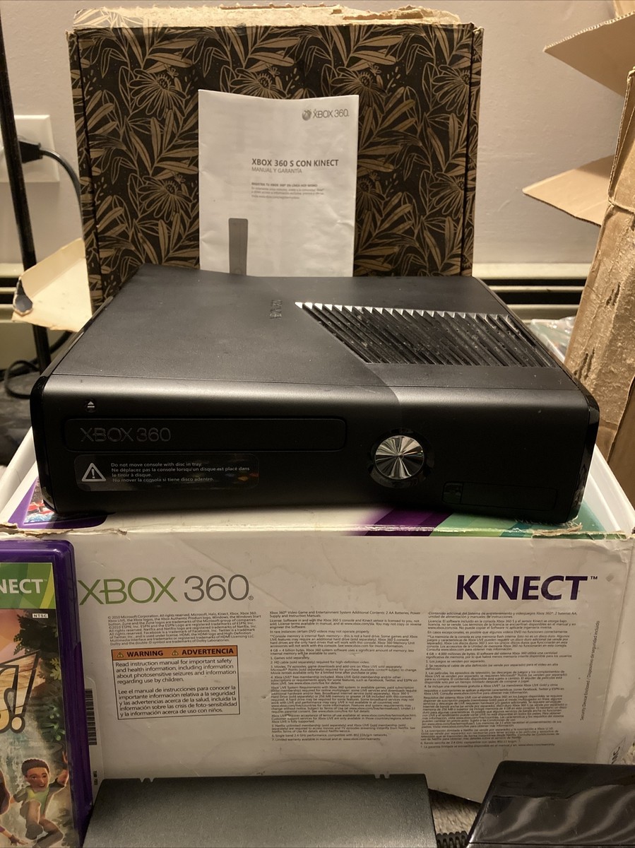 Microsoft Xbox 360 S 4GB Kinect Bundle (1439/1414) In Box With