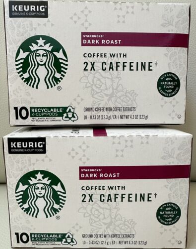 Discontinued Starbucks 2X Caffeine Dark Roast 2025 Keurig K-Cups Pods 20 Count