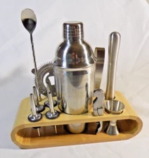 Cocktail Shaker Set Bartender Kit 12 Piece Bar Tools with Stylish Display Rack