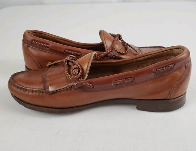 Allen Edmonds Woodstock Mens 9D Brown Leather Braided Tie  display picture 1