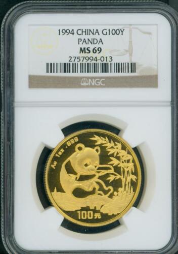 1994 Chinese GOLD PANDA 1 Oz. NGC MS69 MS-69 CHINA 100Y 100-Y Yuan !