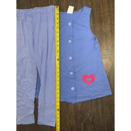 Vintage Hart Street Outfit Set Dress Top Leggings Hearts Teddy Bear Blue Size 6 - Picture 9 of 12