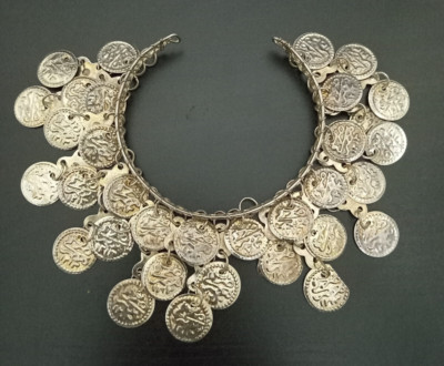 Handgefertigtes ägyptisches Fußkettchen traditioneller arabischer Bauchtanz Goldmünzen Charm