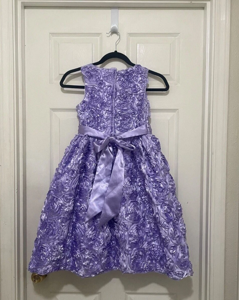 Vestido de vacaciones American Princess lavanda satinado roseta talla 10 Foto 2 de 4