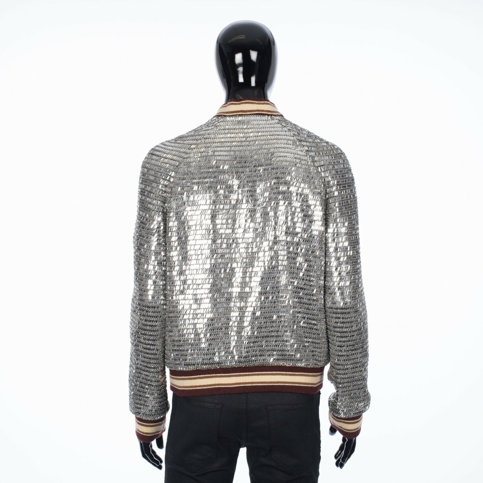 CELINE 36575$ Runway Teddy Jacket - Silver Mirror Embroidery image 7