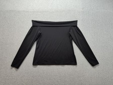 H M Women Blouse Top L Black Off The Shoulder Long Sleeve Dressy Casual Stretch