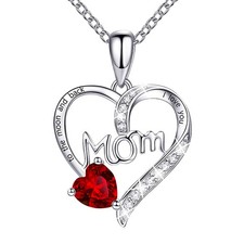 ORICU Love Heart Pendant Necklaces for Women, Mother's Day 17.8inch, Red