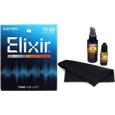 Elixir Strings 12106 Nanoweb Electric Guitar Strings with Guitar Care Kit -