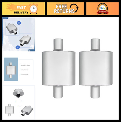 2.5'' Center Inlet Outlet Single Chamber Muffler - 2 Pack, Aluminum Alloy, Deep T