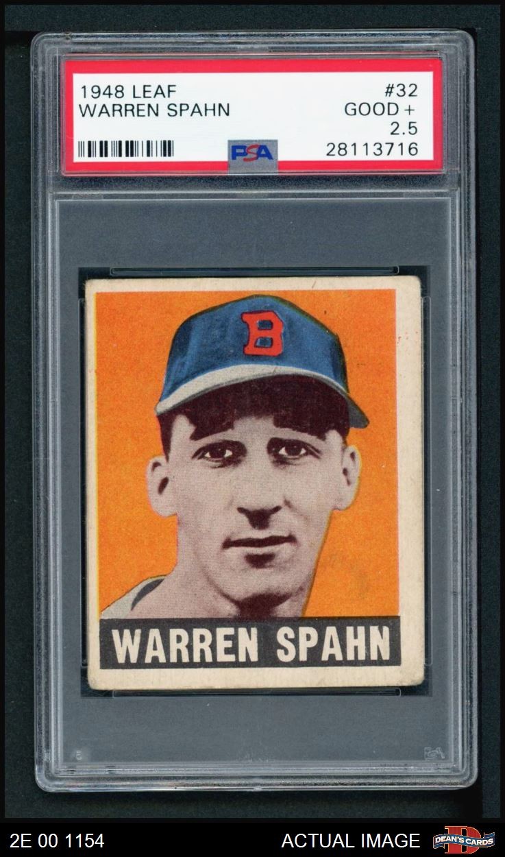 1948 Leaf #32 Warren Spahn Braves RC HOF PSA 2.5 - GD+