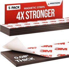 Magnetic Tape Strips with Adhesive Backing  Strong 5 - 6, Black