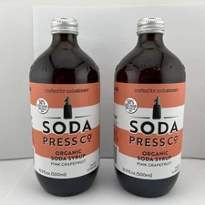 SODA PRESS Organic Soda Syrup PINK GRAPEFRUIT for Sodastream 16.9oz Ea, 2 PACK