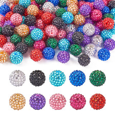 Fashewelry 100pcs 20mm Mixed Color Resin Rhinestone Bubblegum Beads Round