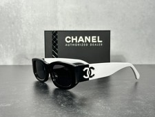 CHANEL CH5535 Rectangle Sunglasses 52mm Black White/Gray Polarized Lens 100 UV