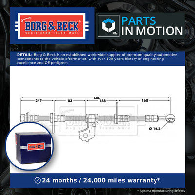 Brake Hose fits ROVER 420 RT 2.0 Front Left 95 to 00 20T4H Hydraulic B&B Quality