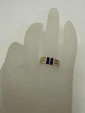 Vintage Sterling Silver Ring Mid Century Taxco TO-85 Mexico 6.5 Blue Inlay Like