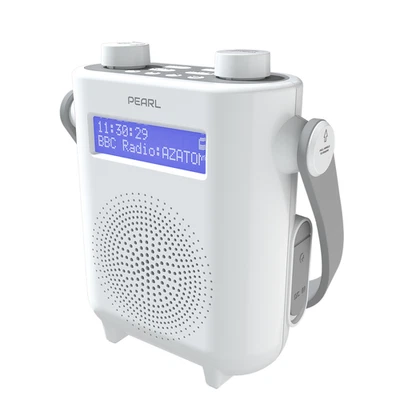 Dusche DAB Radio Bluetooth FM Tragbar Wasserdicht Akku AZATOM Pearl White - Bild 1 von 4