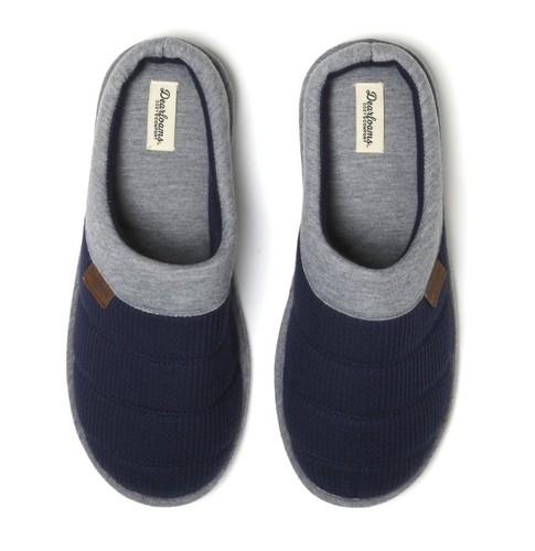 Dearfoams Cozy Comfort Gel Infused Men's Navy Slip-on Knit Clog Slippers: S-XL - Picture 2 of 10