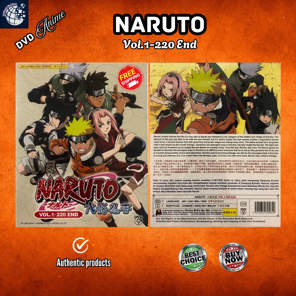 NARUTO VOL.1–220 END COMPLETE ANIME DVD | ENGLISH SUBSTITLE | US FREE SHIPPING - Image 3 of 4