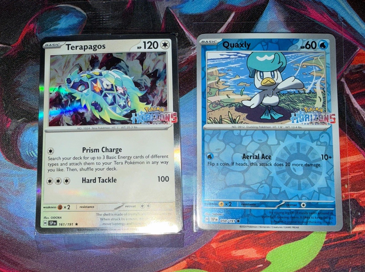 Quaxly Horizons Stamped Promo Surging Sparks 50/191 & Terapagos Sealed GameStop