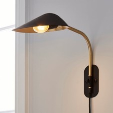 Dunelm Savona Plug in Wall Light x 2, Black & Gold