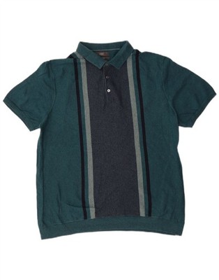 Marks & Spencer Herren Kurzarm Polokragen Pullover Pulli XL Grün Gestreift R205