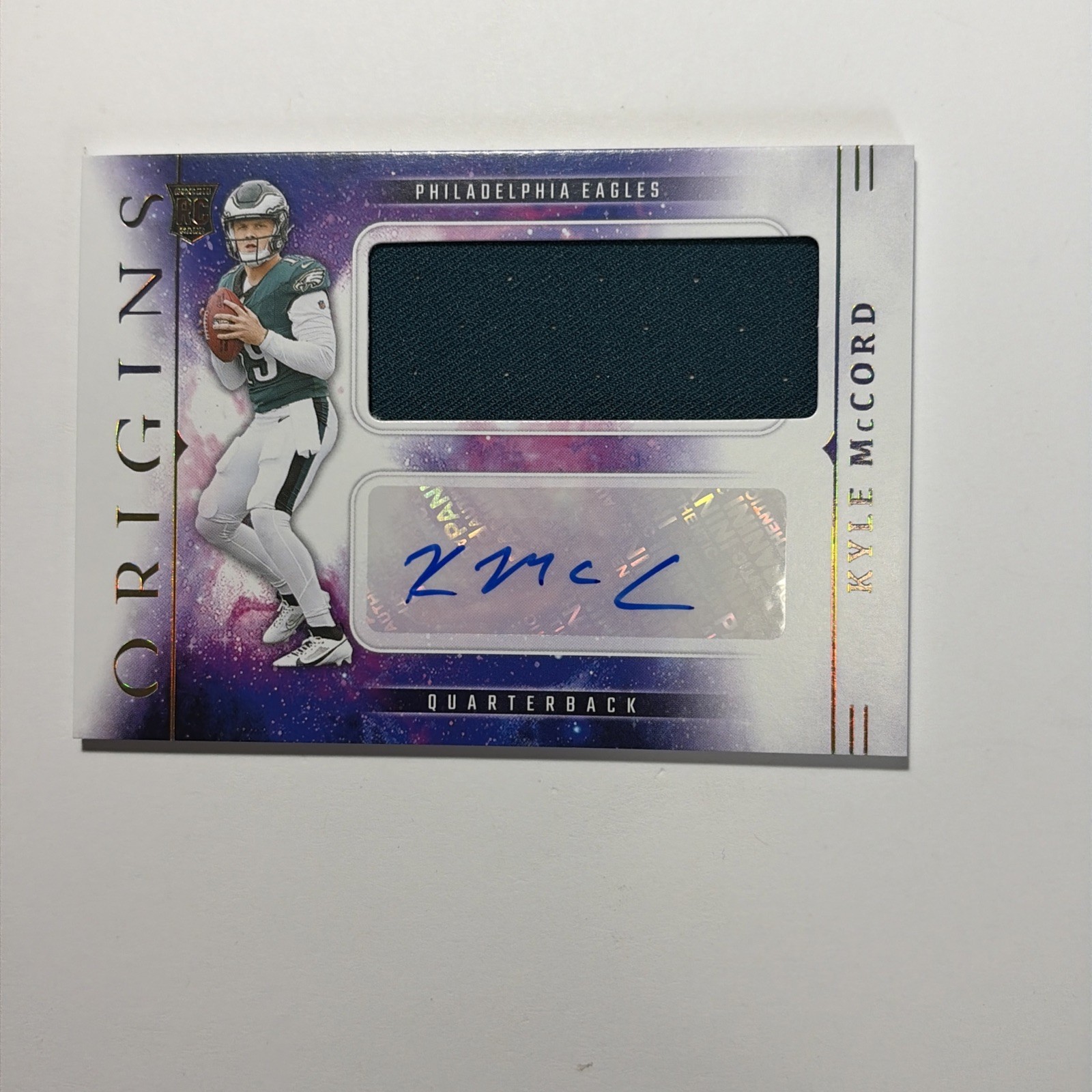 2025 Panini  Origins Kyle McCord #RJJ-KMD RC. Auto Patch. (RC AU MEM). OSU Champ