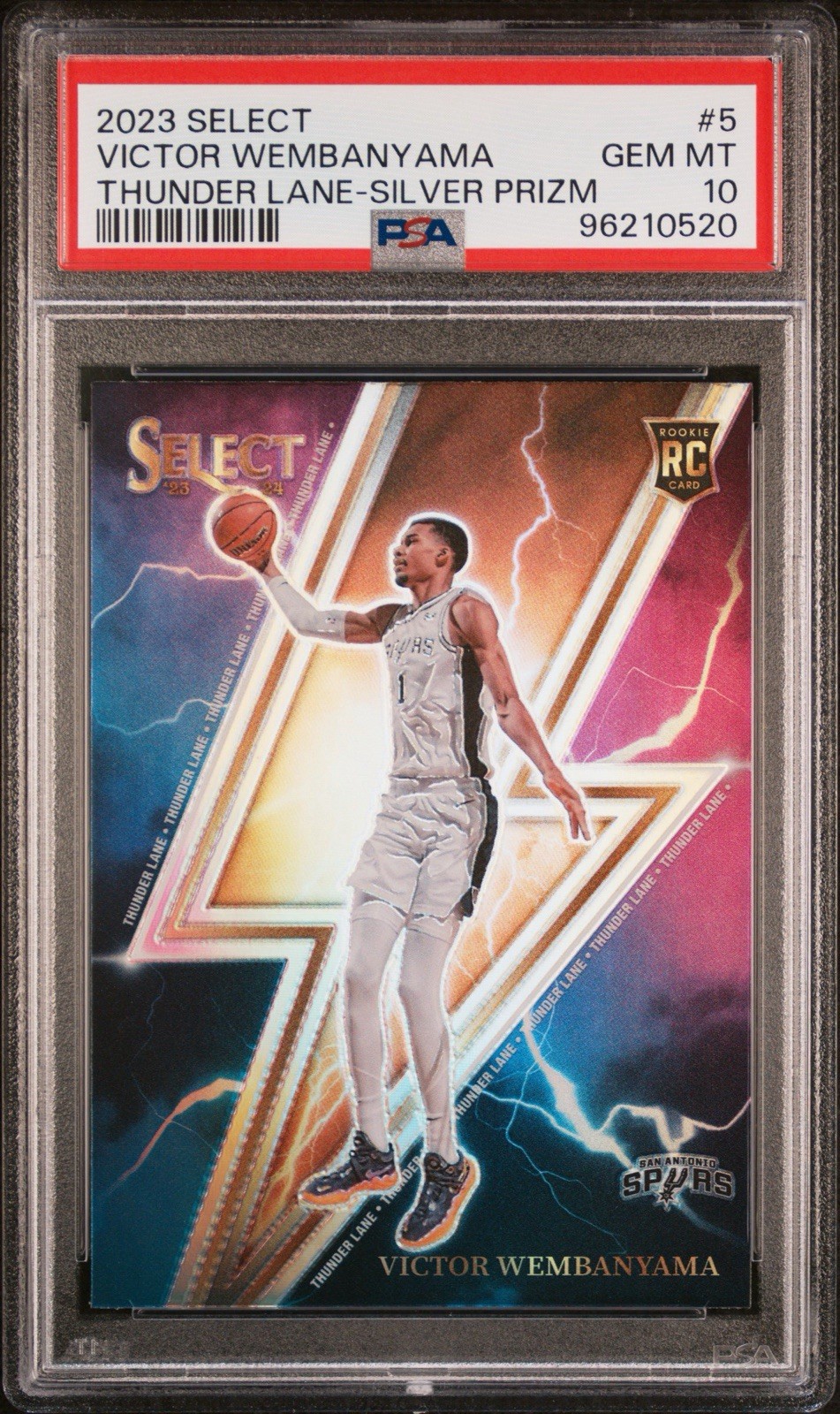2023-24 Panini Select - Thunder Lane Victor Wembanyama Silver Prizm (RC) PSA 10